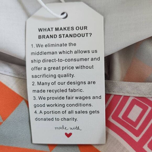 Pink and Gray Puff Sleeve Boho Print Oversized Midi Dress NWOT Size Medium - Picture 8 of 10